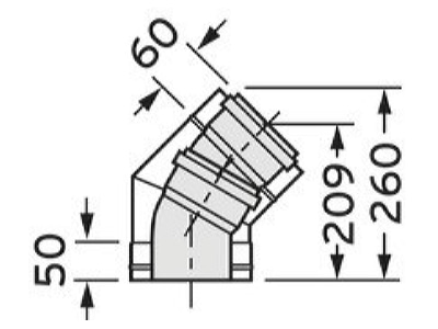 Ma�zeichnung Vaillant 0020106405 Bogen 45 Grad 110 160mm f  Fassadenverlegung