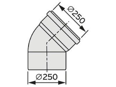 Dimensional drawing Vaillant 0020106564 Single walled flue gas attachment  2