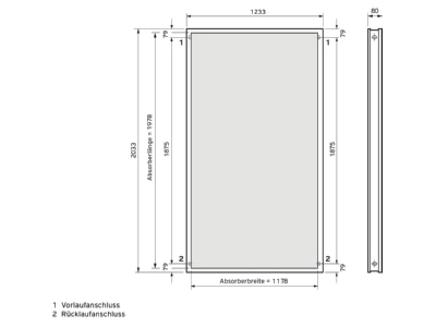 Dimensional drawing Vaillant VFK 125 4 Solar collector 2352m 