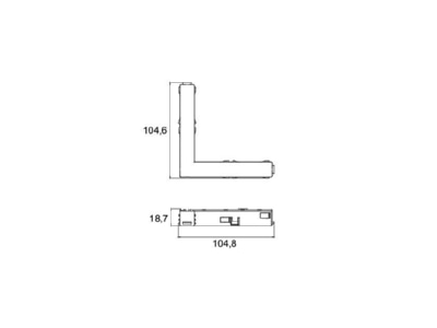 Dimensional drawing Brumberg 88484080 Coupler connector L shape for luminaires