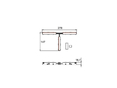 Dimensional drawing Brumberg 88484480 Coupler connector T shape for luminaires
