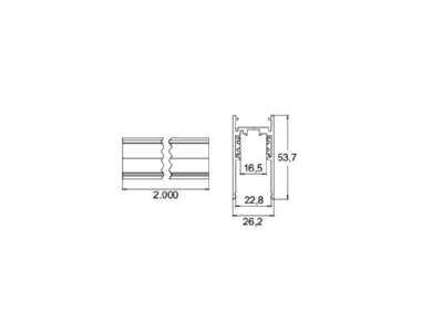 Dimensional drawing Brumberg 88488280 Light track 2000mm black