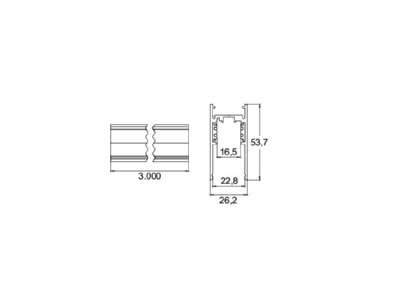 Dimensional drawing Brumberg 88488380 Light track 3000mm black