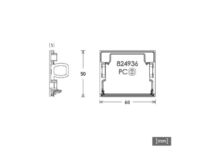 Dimensional drawing LTS LK Z 060 001 sw End cap for luminaires  quantity  2 