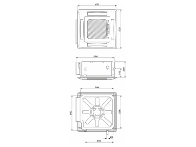 Ma�zeichnung Vaillant VAI8 5 035 KMNI Deckenkassette climaVAIR exclusive 