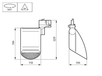 Dimensional drawing Signify PLS ST761T 49S  01159500 Downlight spot floodlight 1x37 5W ST761T 49S 01159500