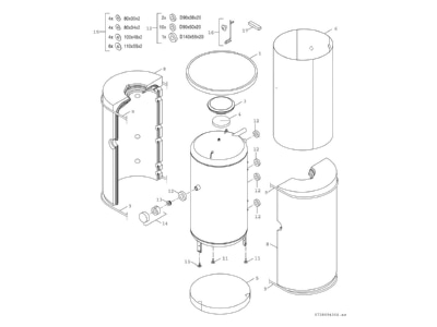 Exploded view 1 Bosch Thermotechnik BH750 6ERZ1B Storage tank  heating cooling system 
