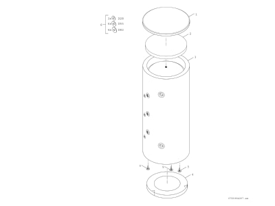 Exploded view 3 Bosch Thermotechnik BP1000E1C Storage tank  heating cooling system 
