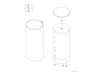 Exploded view 1 Bosch Thermotechnik BP200EK1B Storage tank  heating cooling system 
