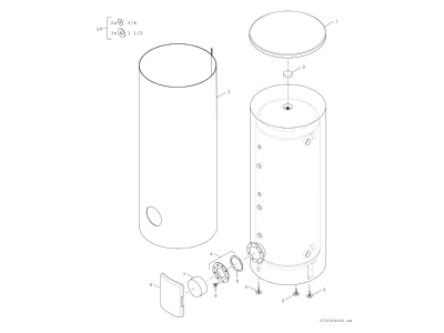 Exploded view 2 Bosch Thermotechnik BP500EP1C Storage tank  heating cooling system 
