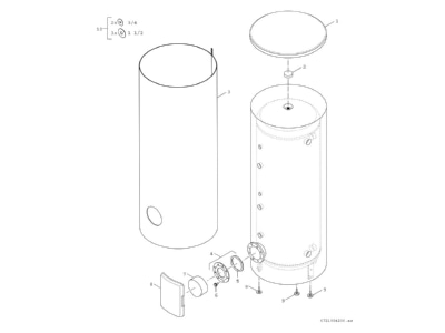 Exploded view 3 Bosch Thermotechnik BP500EP1C Storage tank  heating cooling system 
