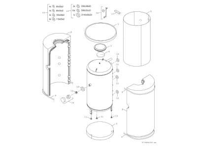 Exploded view 2 Bosch Thermotechnik BSH1000 6ERZ1B Storage tank  heating cooling system 

