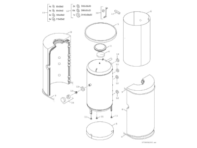 Exploded view 4 Bosch Thermotechnik BSH1000 6ERZ1B Storage tank  heating cooling system 