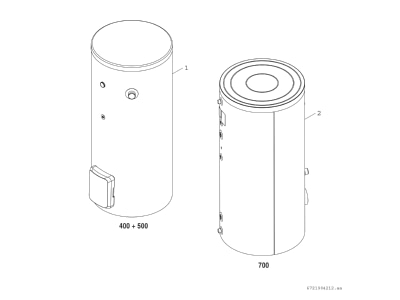 Exploded view 1 Bosch Thermotechnik WP400KP1C Hot tap water boiler indirectly heated
