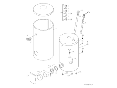 Exploded view 4 Bosch Thermotechnik WP400KP1C Hot tap water boiler indirectly heated