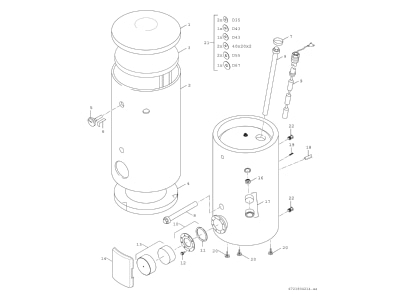 Exploded view 3 Bosch Thermotechnik WP700P1C Hot tap water boiler indirectly heated
