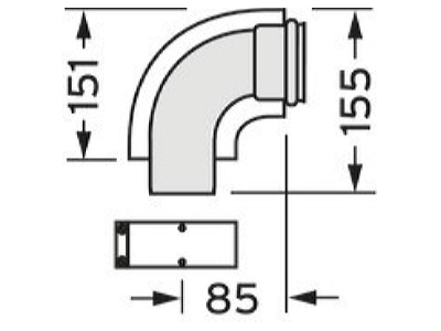 Dimensional drawing Vaillant 303808 Concentric flue gas air supply form