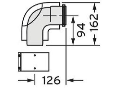 Ma�zeichnung Vaillant 303916 Bogen 87 Grad 60 100mm PP m  Reinigungsoeffnung