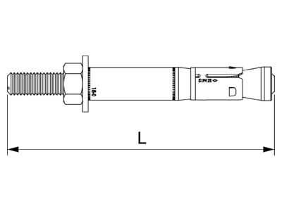 Dimensional drawing 1 OBO SZ B 18 0x142 Anchor bolt M12x142mm
