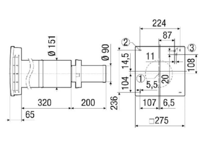 Dimensional drawing Maico PPB 30 K Peripheral supply and exhaust device