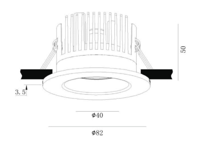 Dimensional drawing Abalight DLDO R82 CCOB 830 MS Downlight spot floodlight