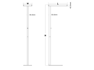 Dimensional drawing Abalight HOMEC 45 35 840 V MS Floor lamp LED not exchangeable silver