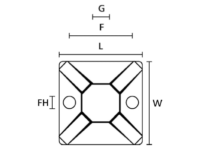 Dimensional drawing 2 Hellermann Tyton MB5APT A PA66 BK Mounting element for cable tie
