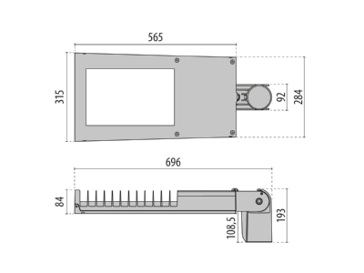 Dimensional drawing Performance in Light 306460 Luminaire for streets and places