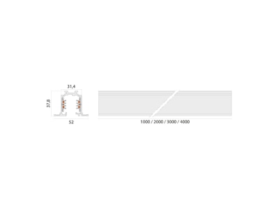 Dimensional drawing Performance in Light 310893 Light track 3000mm white
