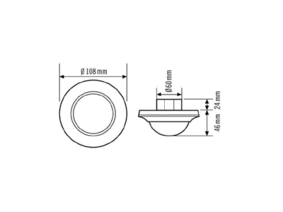 Dimensional drawing ESYLUX PD C360 32BMS DALI 2 Movement sensor for bus system