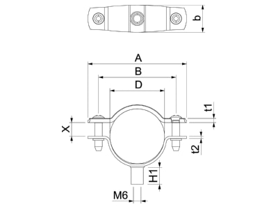 Dimensional drawing 1 OBO ASG 732 36 A2 Mounting strap 30   36mm
