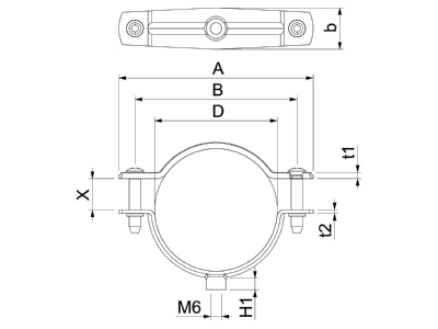 Dimensional drawing 1 OBO ASG 732 53 G Mounting strap 44   53mm
