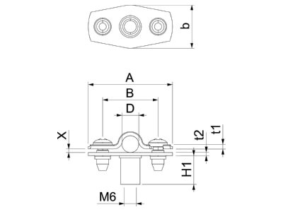 Dimensional drawing 1 OBO ASG 732 7 A2 Mounting strap 6   7mm
