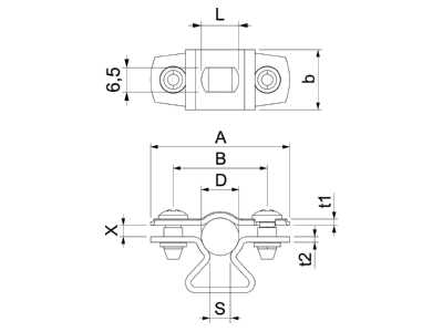 Dimensional drawing 1 OBO ASL 733 10 A4 Mounting strap 8   10mm

