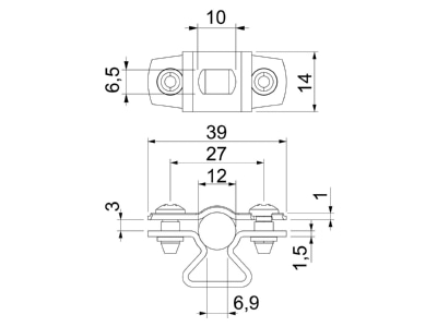 Dimensional drawing 2 OBO ASL 733 12 G Mounting strap 10   12mm
