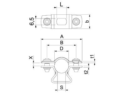 Dimensional drawing 2 OBO ASL 733 14 FT Mounting strap 12   14mm
