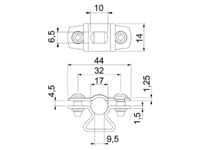 Dimensional drawing 2 OBO ASL 733 17 FT Mounting strap 14   17mm
