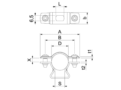 Dimensional drawing 2 OBO ASL 733 20 A2 Mounting strap