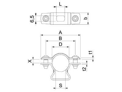 Dimensional drawing 1 OBO ASL 733 20 A4 Mounting strap 17   20mm

