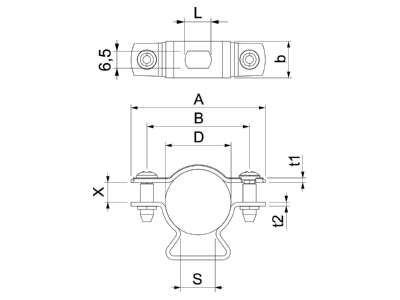 Dimensional drawing 1 OBO ASL 733 25 A4 Mounting strap 20   25mm
