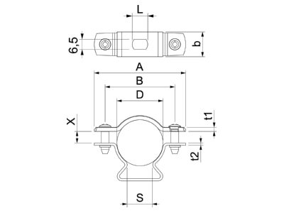 Mazeichnung 1 OBO ASL 733 36 A2 Abstandschelle mit Langloch 30 36mm