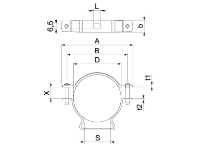 Dimensional drawing 1 OBO ASL 733 63 A2 Mounting strap
