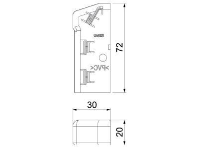 Dimensional drawing 2 OBO SLT ESli2070 cws End cap for baseboard wireway