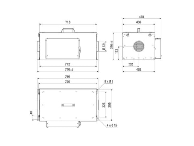 Mazeichnung Maico ECR 12 2 EC Compaktbox DN 125