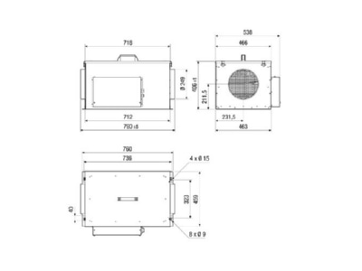 Mazeichnung Maico ECR 25 2 EC Compaktbox DN 250