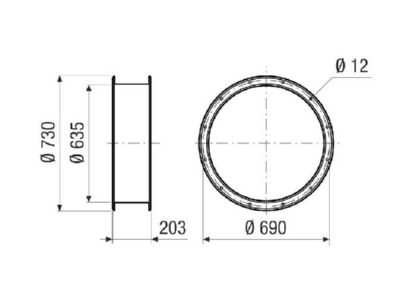 Dimensional drawing Maico ELI 63 Ex Connecting piece elastic  NW630  Ex