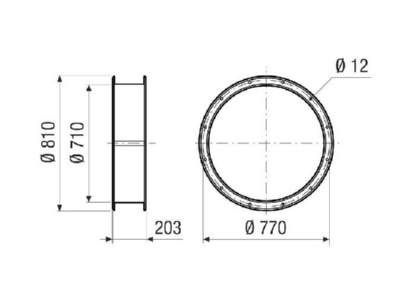 Dimensional drawing Maico ELI 71 Ex Connecting piece elastic  NW710  Ex