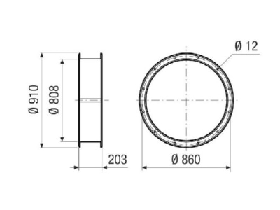 Dimensional drawing Maico ELI 80 Ex Connecting piece elastic  NW800  Ex