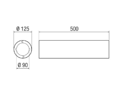 Dimensional drawing Maico WW 90 Wall mounting sleeve