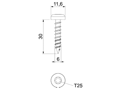 Dimensional drawing OBO BSKH S6030 Self drilling tapping screw